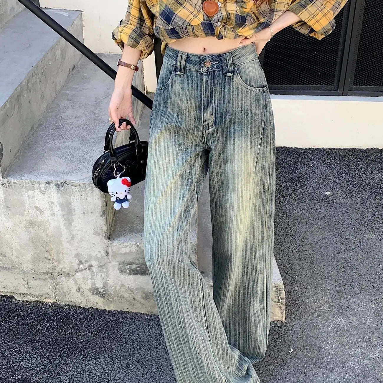 Casual Loose Jeans Wide Leg Flared Trousers High Waist Comfort Stretch Denim Pants for Women Fashion Trend  Women's jeans