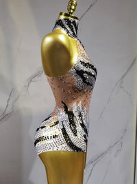 Gold Sequin Sexy Tight Bodysuit Triangle Pants Future Soldier Party Performance Costume for Women's Group Dance Y027