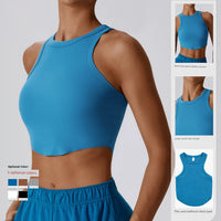 2023 Tight Back Yoga Clothes Breathable Exercise Vest I-Shaped T-Shirt Inner Match Sleeveless Workout Top without Chest Pad