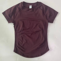 Longline Short Sleeve Top For Women Gym Crop Top Light Weight Yoga Top Shirt Stretchy Workout Clothes Running Sports Shirts