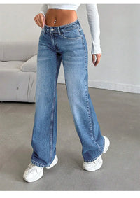 Elastic denim jeans 2025 new fashion low waist loose and trendy women's jeans