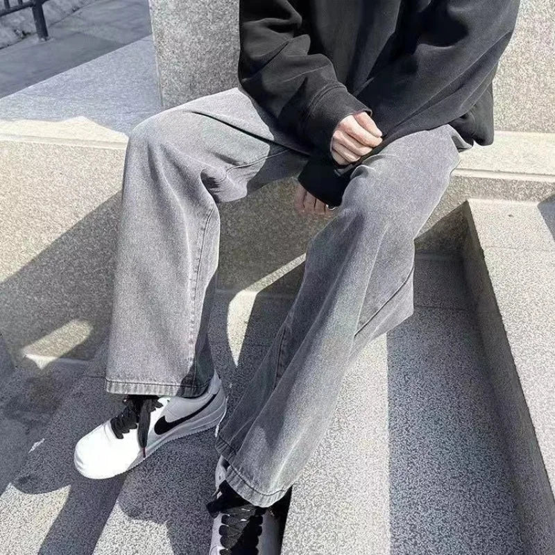 Men's Jeans American Loose Wide-leg Loose Straight Casual Trousers Street Hip-hop Baggy Jeans Black Grey Blue Streetwear Men