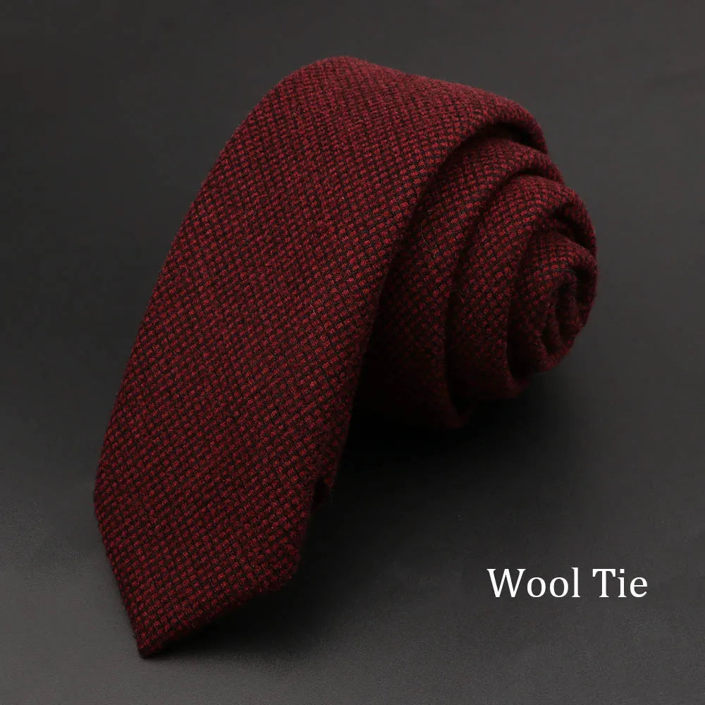 Original High Quality Solid Cotton Handmade Wool Ties Men Necktie Striped Narrow Collar Slim Cashmere Casual Tie Accessories