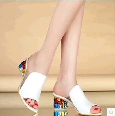 2022 New women shoes Crystal Sandals ladies open toe Sandals square heels spring summer shoes sandals women footwear feminina