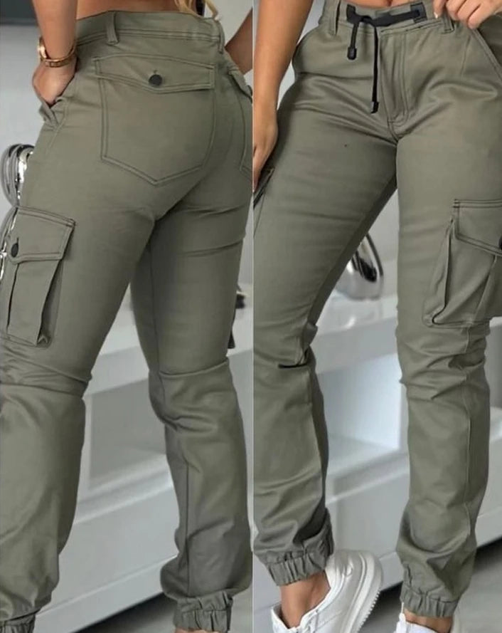 Fashion Workwear Pants Multiple Pockets Design Cuffed Cargo Pants Slim Fit Trousers 2024 Autumn New Casual Work Pants
