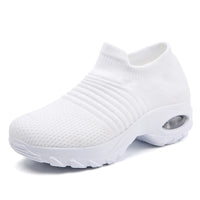 Women's Walking Trainers Fashion Fly Weaving Sock Sneakers Breathable Comfortable Nursing Shoes Casual Platform Loafers Non-Slip