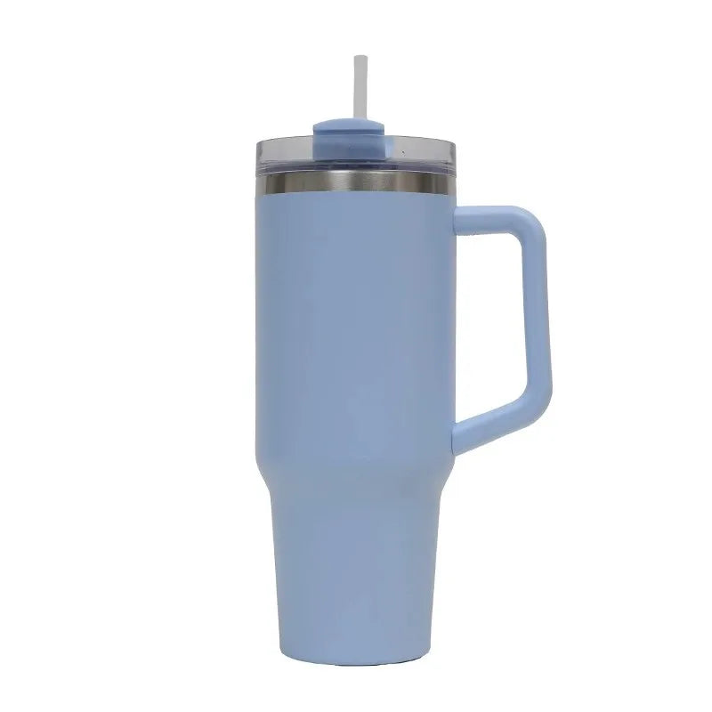 40oz Stainless Steel Car Cup Large Capacity Water Cup with Handle and Straw Double-walled Insulated Travel Mug Holiday Gifts