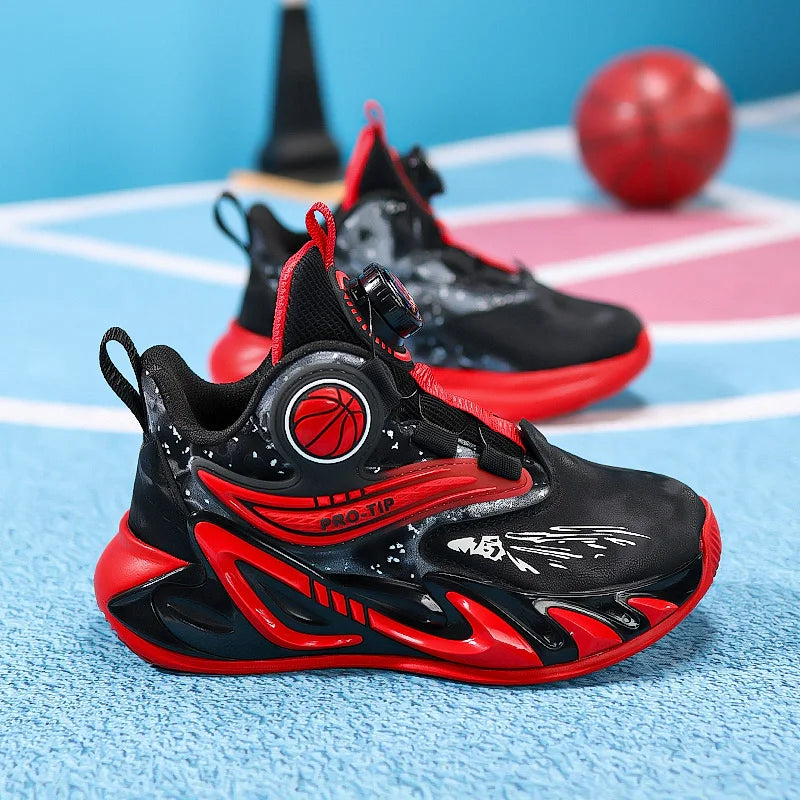 A pair of children's four-season leather high-top basketball shoes, wear-resistant basketball shoes, sizes 31-40，YZ-L833
