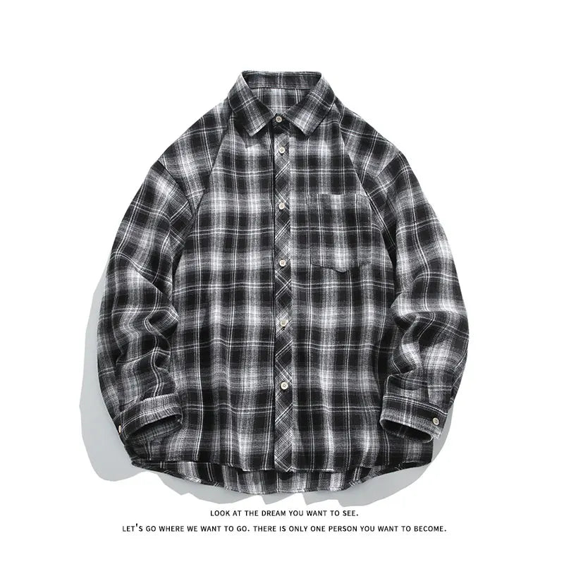 Mens Shirts Men Clothing Retro Plaid Long Sleeve Shirt For Men Big Size Casual Shirt  Top For Spring Autumn Season