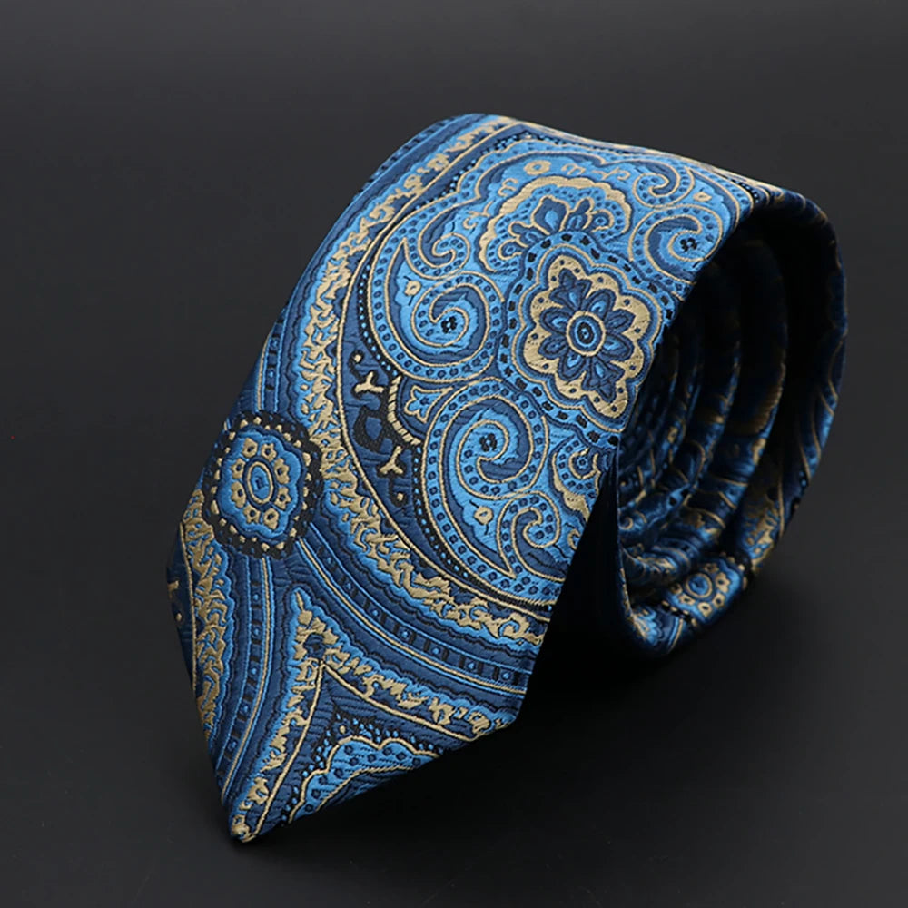 New Men Ties Solid Color Stripe Print Floral 6cm Jacquard Business Neckties Narrow Skinny Tie Wedding Prom Daily Wear Accessory