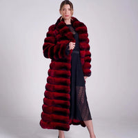 Best Selling Women's Jacket Chinchilla Real Coat Women's Long Winter Fur Real Rex Rabbit Fur Coat High Quality