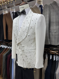 Chic Handsome Dancing Men's 2-pieces Date Suit Set Hot Sale Shawl Lapel Gorgeous Tassel Jacket Pants Wedding Party Groom Wear