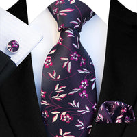 Flower Dot Ties For Men Luxury 8cm Wide Floral Wed Necktie Pocket Square Cufflinks Set Fashion For Men Party Wedding Gift