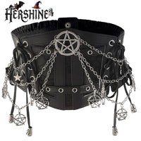 HERSHINE Women's Black Fashion Star Chain Elastic Wide Waist Belt, Y2K Gothic Punk Harajuku Rock Hip Hop Accessory，spring，summer