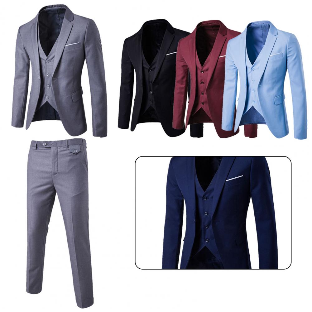 Luxury 2 piece men&#39;s wedding suit fashion men&#39;s slim solid color business office suit sets large size men Blazer+ pants
