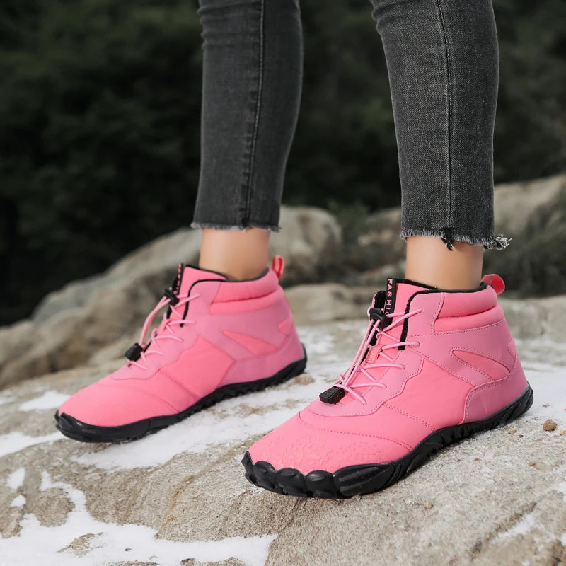 Winter Warm Running Barefoot Shoes Women Men Rubber High Ankle Boots Waterproof Non-Slip Breathable for Trekking Climbing