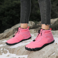 Winter Warm Running Barefoot Shoes Women Men Rubber High Ankle Boots Waterproof Non-Slip Breathable for Trekking Climbing