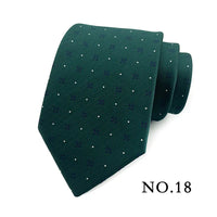Fashion 8CM Mens Necktie Polka Dot Stripes Paisley Ties For Man Jacquard Woven Ascot Green Color Business Party Accessories