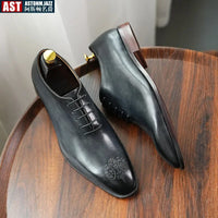 Luxury Italian Mens Dress Shoes Genuine Cow Leather Handmade Brand Quality New Elegant Wedding Social Business Oxfords Shoes Man