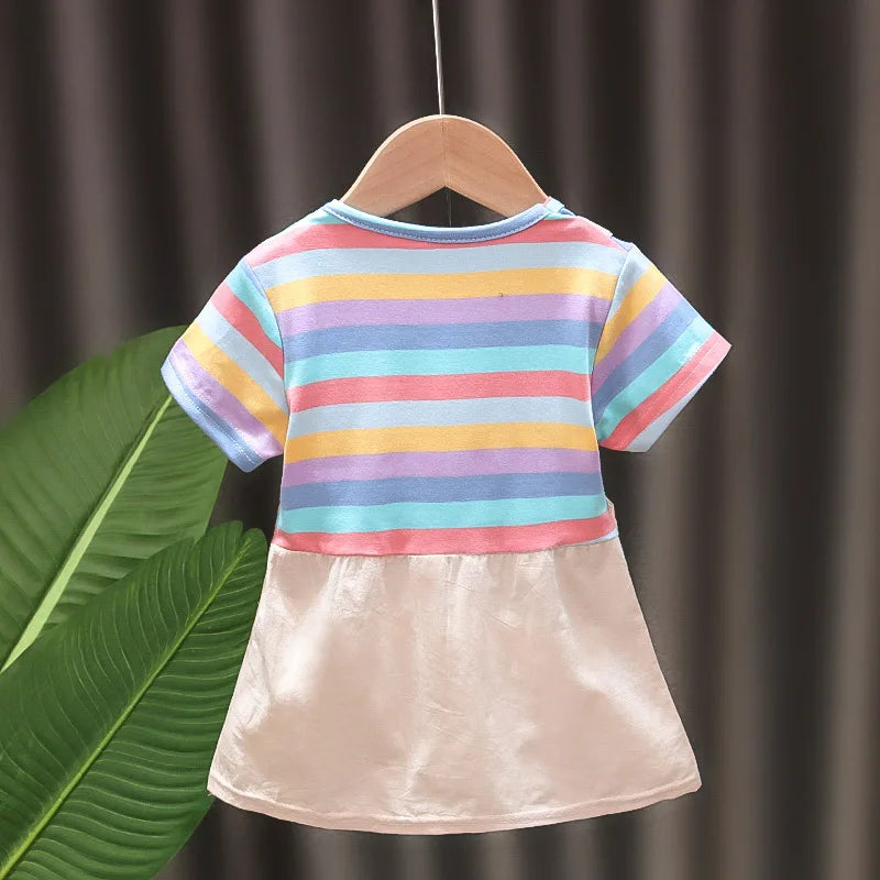 Baby Girl Dress Clothes Suspenders Striped Casual Wear Toddler Outfit Children Clothing Princess Costume Kid Cotton Dress A849