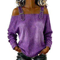 Women's Blouses Spring Summer Fall New Style Casual One-line Tie Shoulder Strap Long-sleeve Top Fashion Shirt For Women Clothing