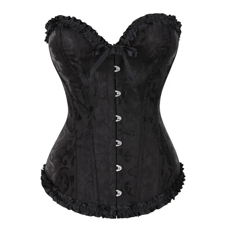 YBFDO Women Sexy Corsets Bustiers Floral Lace Tops Shapewear Overbust Corselet Blouse Gothic Brocade Retro Lingerie Waist Corset