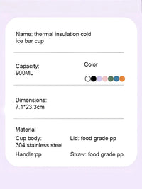 Portable Stainless Steel Thermal Cup , Large Capacity, Handheld with Dual Drinking Straw, Insulates Hot & Cold,Ideal for