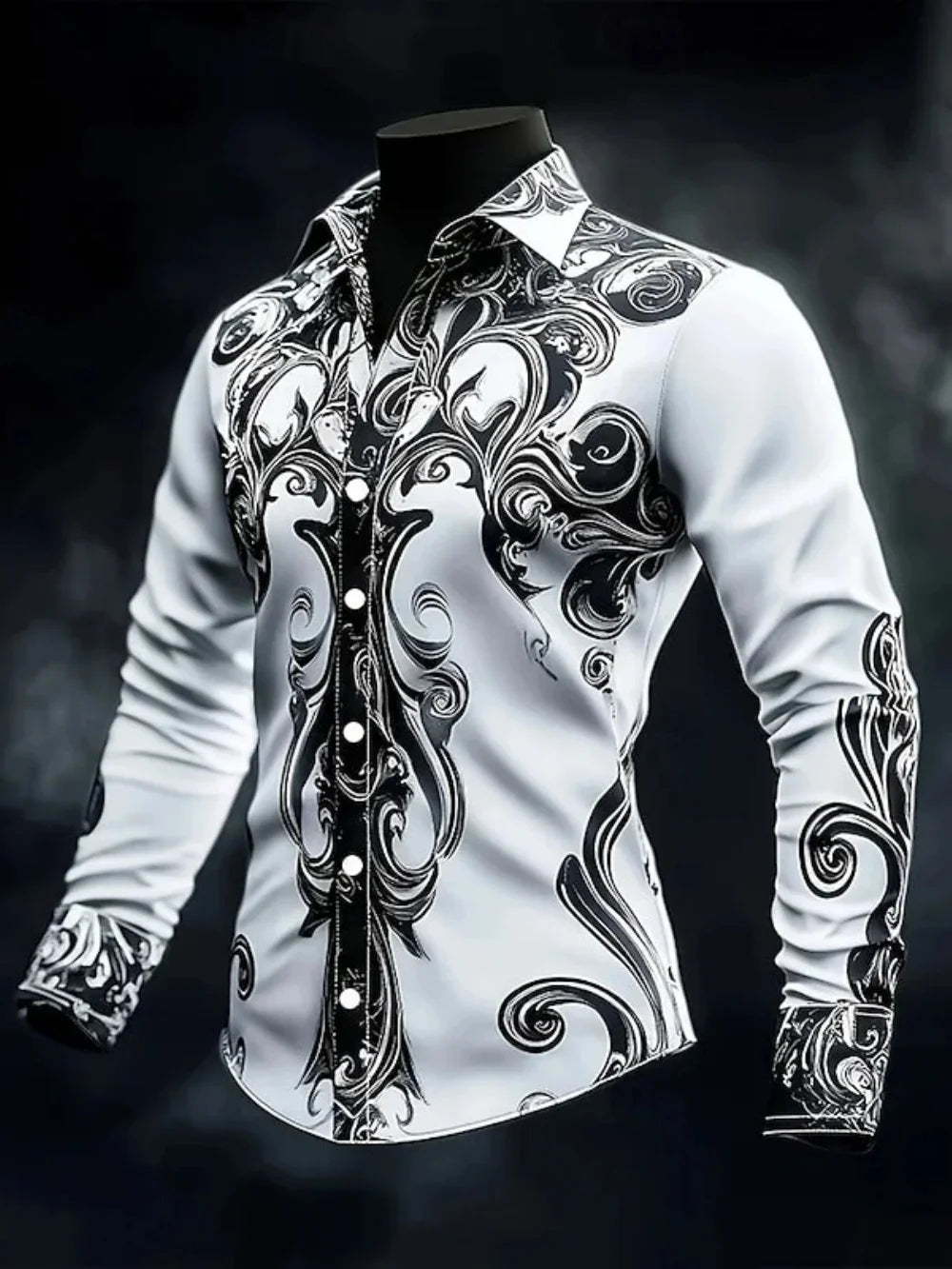 Men's Casual Long Sleeve Button up Shirt 3D Printed Ethnic Art Patterns Fashionable Comfortable Top