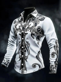 Men's Casual Long Sleeve Button up Shirt 3D Printed Ethnic Art Patterns Fashionable Comfortable Top