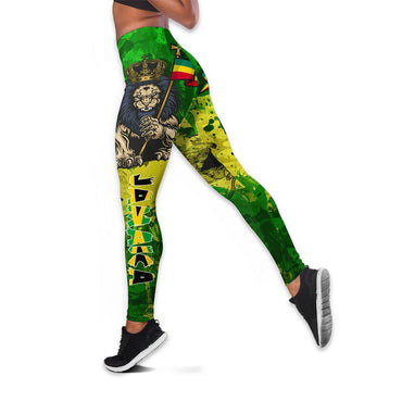 Women's Fashion Summer 3D Jamaica Combo Outfit Print Sleeveless Tank Top and Leggings