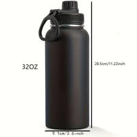 1pc Stainless Steel Insulated  1000ml/32oz Leakproof Water Bottle Double Wall Vacuum Thermal Drinkware Cup Perfect For Outdoor