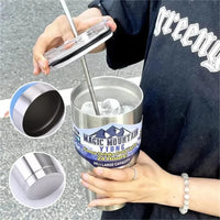Stainless Steel Large Capacity Thermos Bottle Ice Cube Cup Portable Car Water Bottle Women Men Outdoor Cold Beer Cup Straw Mug