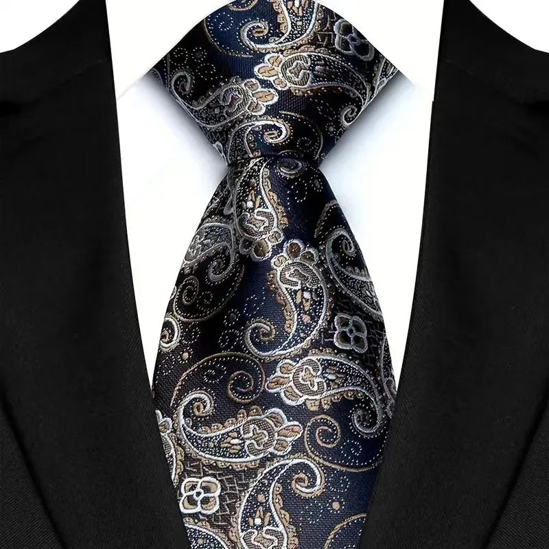 Luxury 8CM Mens Necktie Brown Orange Color Dot Stripes Ties For Man Groom Jacquard Woven Neck Tie For Business Wedding Party