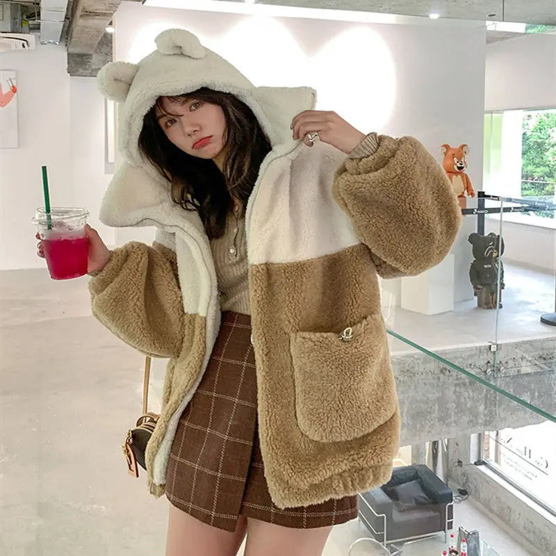 Lamb wool coat women's winter clothes y2k 2021 new student