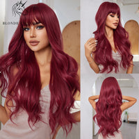 Blonde Unicorn Synthetic Long Wavy Wig Ombre Purple to Blue for Woman Cosplay Halloween Wigs Heat Resistant Fiber Bangs Hair