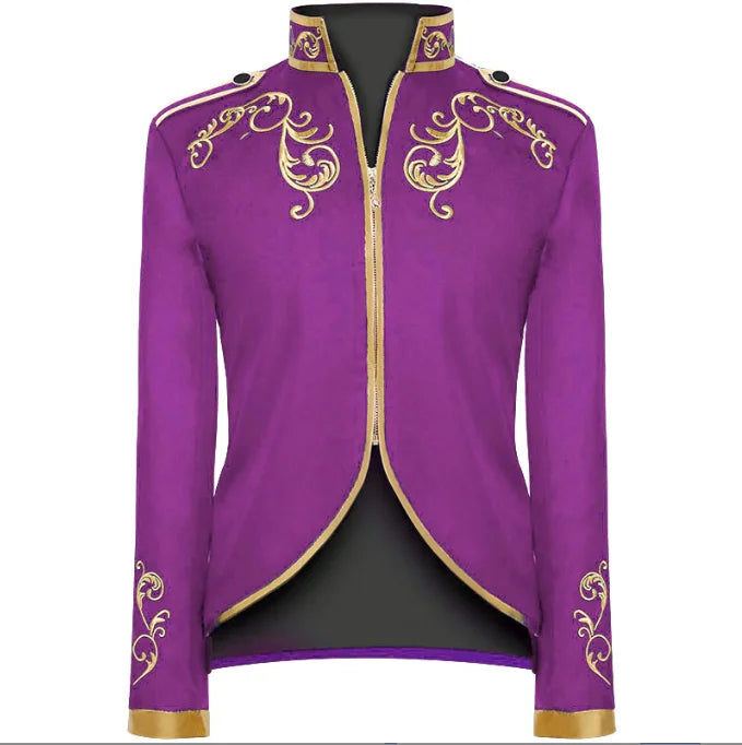 British Style Men Embroidered Flower Suit White / Blue / Red Male Wedding Dance Party Coat Singer Stage Performance Dress Blazer