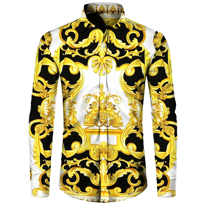 Men's Long Sleeved Button Up Shirt Autumn Comfortable Lapel Shirt Retro Ethnic Style Mens Long Sleeved Trend Street Men Clothing