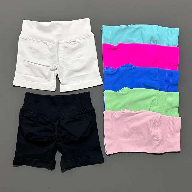 Gym Shorts Women Fitness Sports Biker Shorts High Waist And Waist Tightening Yoga Shorts Workout Scrunch Butt Seamless Leggings