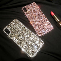 Funda de teléfono con diamantes de imitación de lujo para Samsung, S23, S22, S21, S20, S10, S9 Plus, Ultra Fe, Note 10, 20, Galaxy, purpurina, Rosa