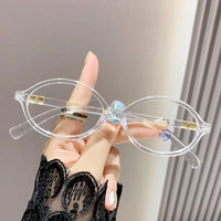 Elliptical Artistic Style Myopia Glasses Retro Small Frame Flat Lenses Ultra Light Finished Near Sight Eyewear Fashion Goggles