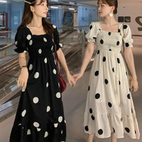 Short Sleeve Dresses Women Polka Dot Elegant French Retro Design New 2XL Female Clothes Party Korean Style Ruffles Trendy Cute