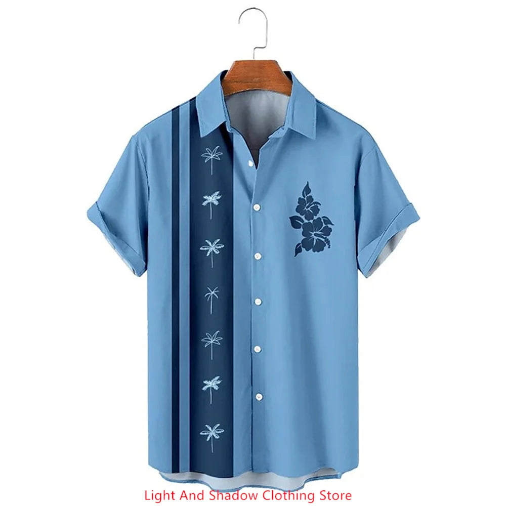 Men's button up shirt short sleeved sports fashion streetwear outdoor casual daily summer spring collar printed button up shirt