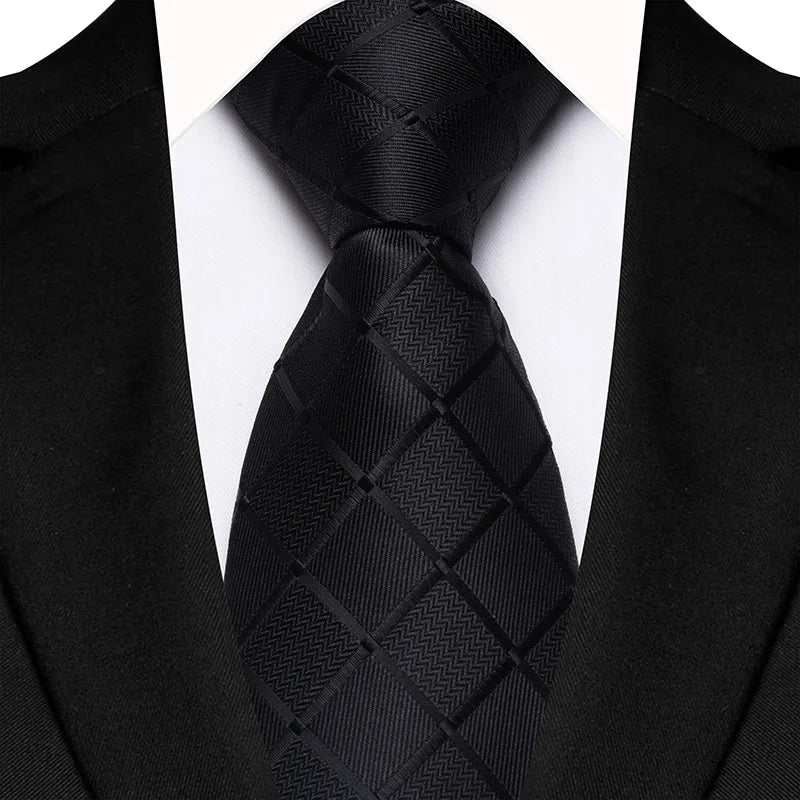Luxury 8CM Mens Ties Plaid Checks Stripes Classic Business Necktie Jacquard Woven Neck ties For Men Groom Wedding Party Neckwear