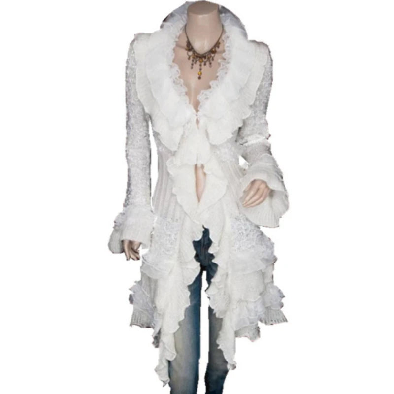 Vintage Renaissance Coat Women Lace Jacket Victorian Steampunk Stand Collar Medieval Lace Up Dress Suit Countess Cardigan