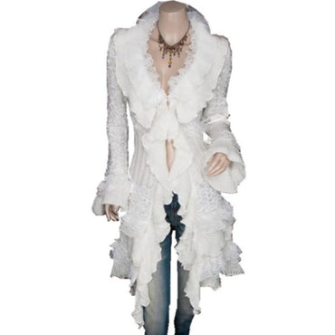 Vintage Renaissance Coat Women Lace Jacket Victorian Steampunk Stand Collar Medieval Lace Up Dress Suit Countess Cardigan