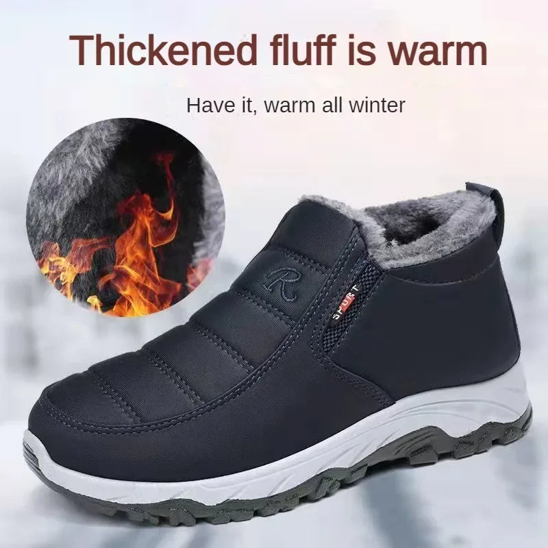 New Winter Snow Boots Outdoor suede anti slip shoes Men Casual Warm Fur Boots Comfortable elderly cotton shoes Zapatos Hombre