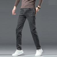 Men Casual Stretch Jeans Male 2025 New Fashion Classic Business Straight Leg Smoke Gray Work Denim Trousers Brand Clothing