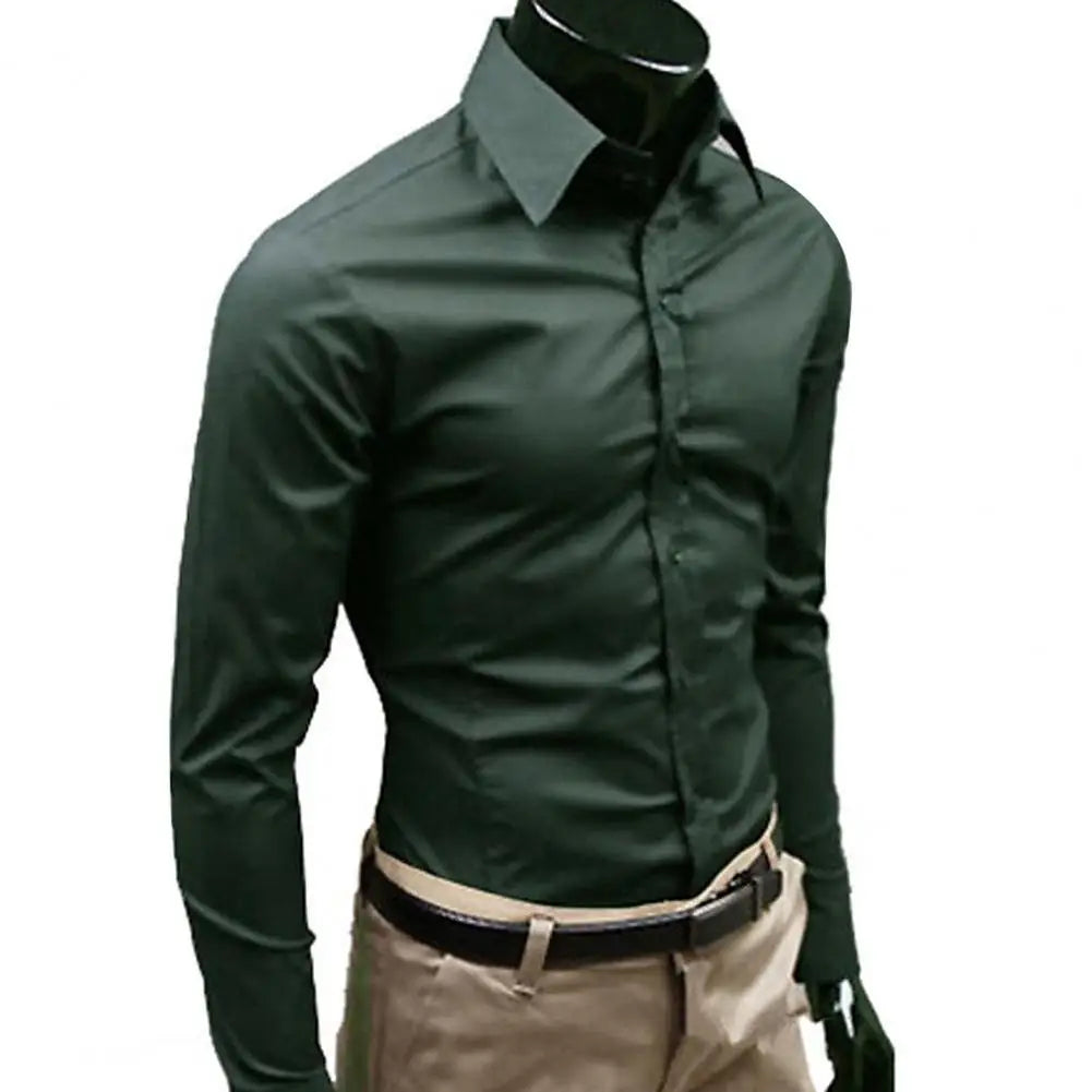 Men's Shirt Button-down Closure Anti-wrinkling Odorless4 Long-sleeve Button-down Shirt for Daily Life