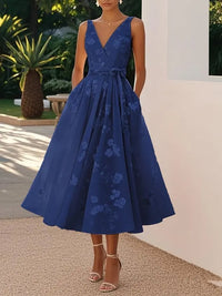 Summer Elegant Evening Party Dress 2025 Sexy V-neck Sleeveless Lace-up Chic Pleated Dresses Boho Womens A-Line Prom Dress Robe