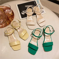 Sandals for women in summer, new thick heeled sandals for women, internet celebrity, gentle one line with buckle, fairy style